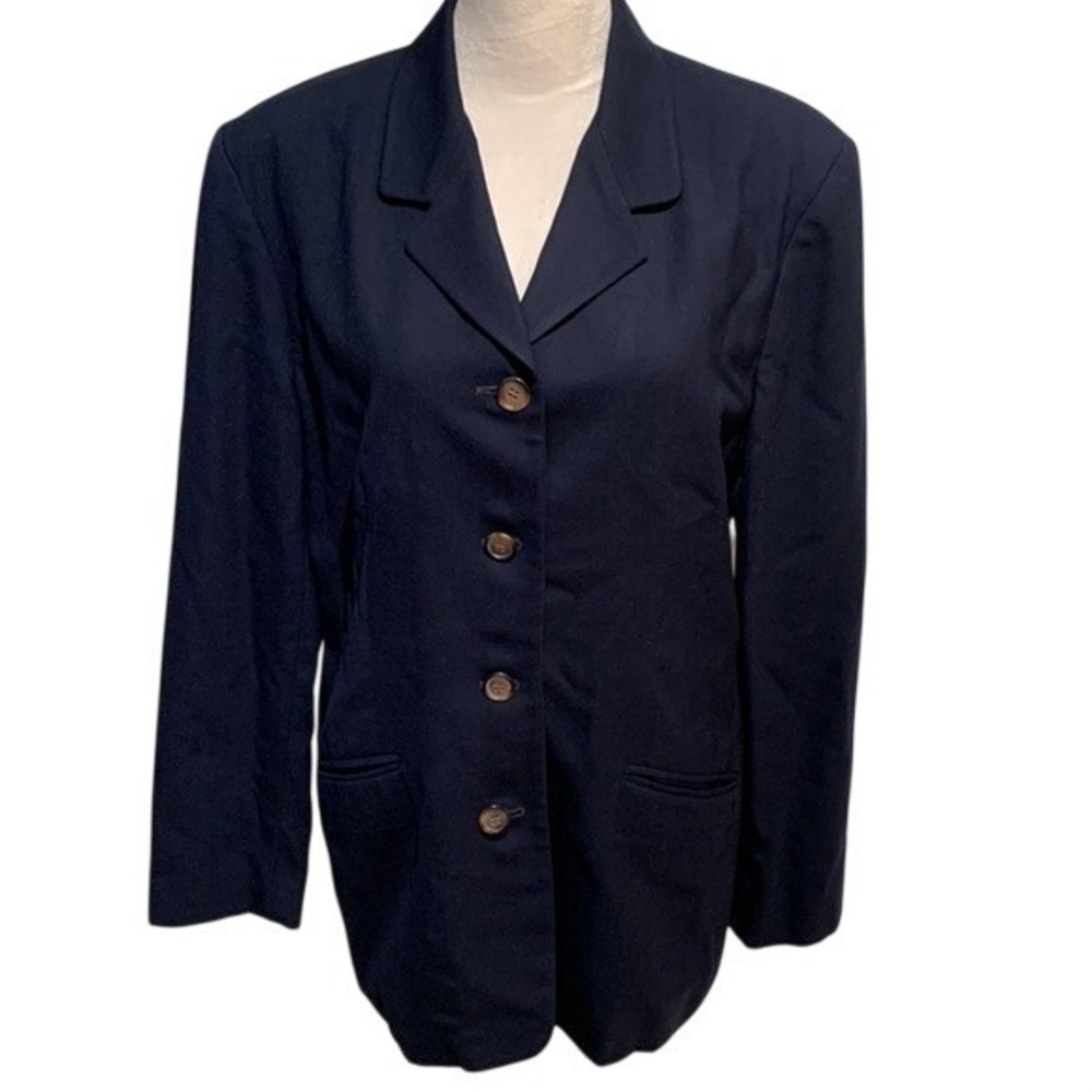 TALBOTS. 100% Wool, Navy Blue Jacket. Light Shoulder pads. Fully lined. Size 14